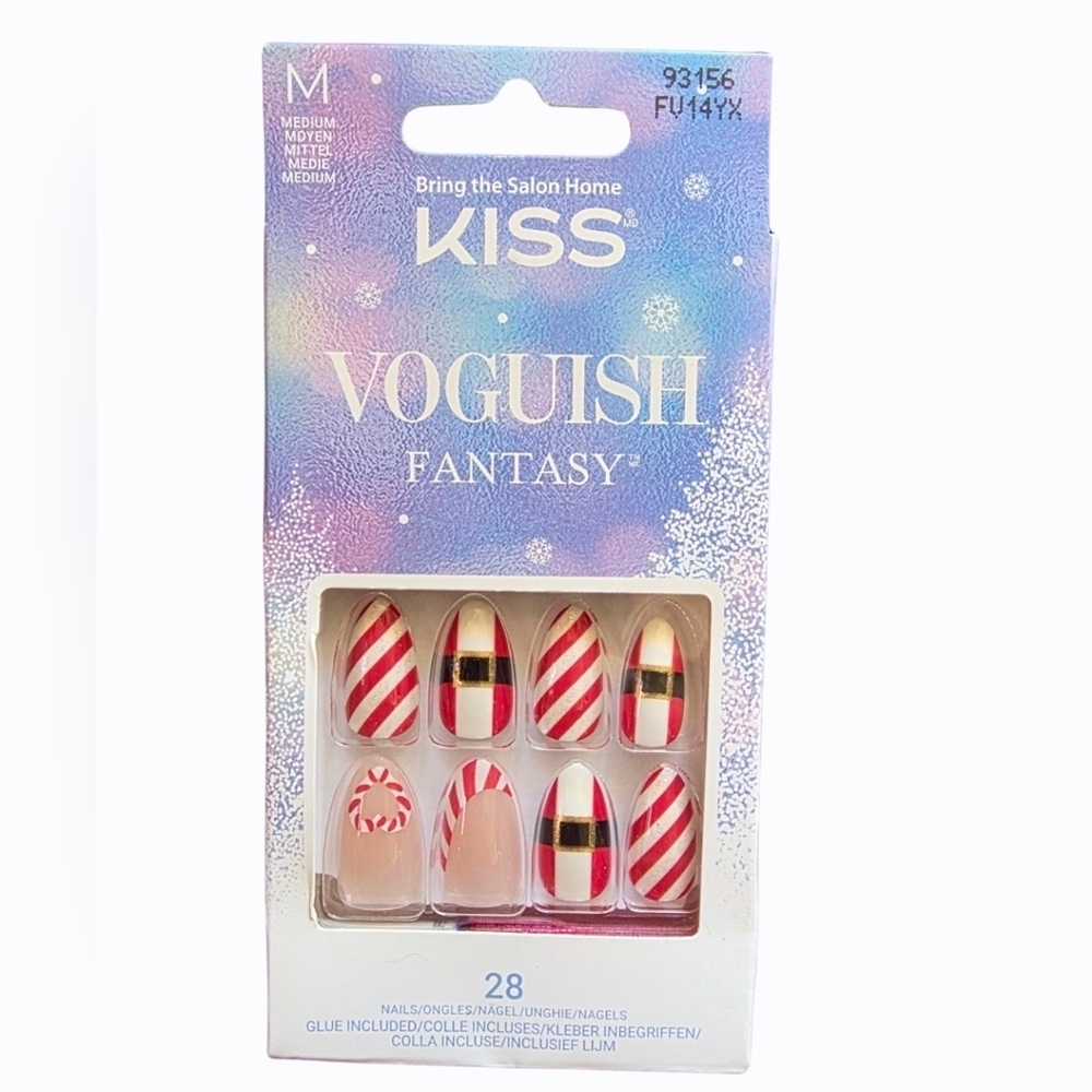 NIB KISS Voguish Fantasy Nail Set - Red, White, and Gold